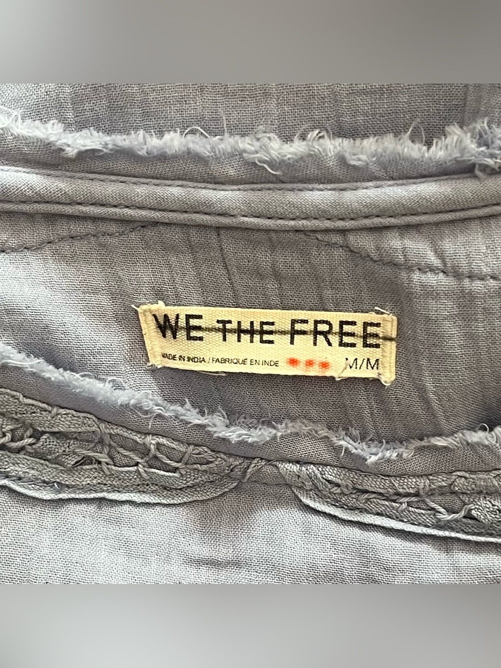 We the Free Rustic  Romance Boho Short Sleeve Lace Top in Dusty Blue Oversized M - Picture 2 of 15